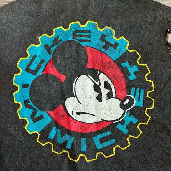Vintage 90s Mickey & Co. Black Denim Vest Mickey Mouse Biker Rock Disney Size S - Picture 4 of 6